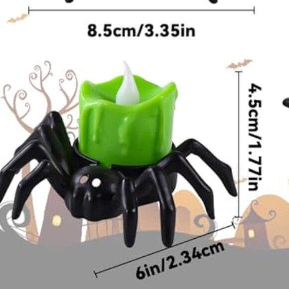 3PCS Halloween Spider Tea Lights Decoration – Battery Operated Flameless LED - Picture 6 of 8
